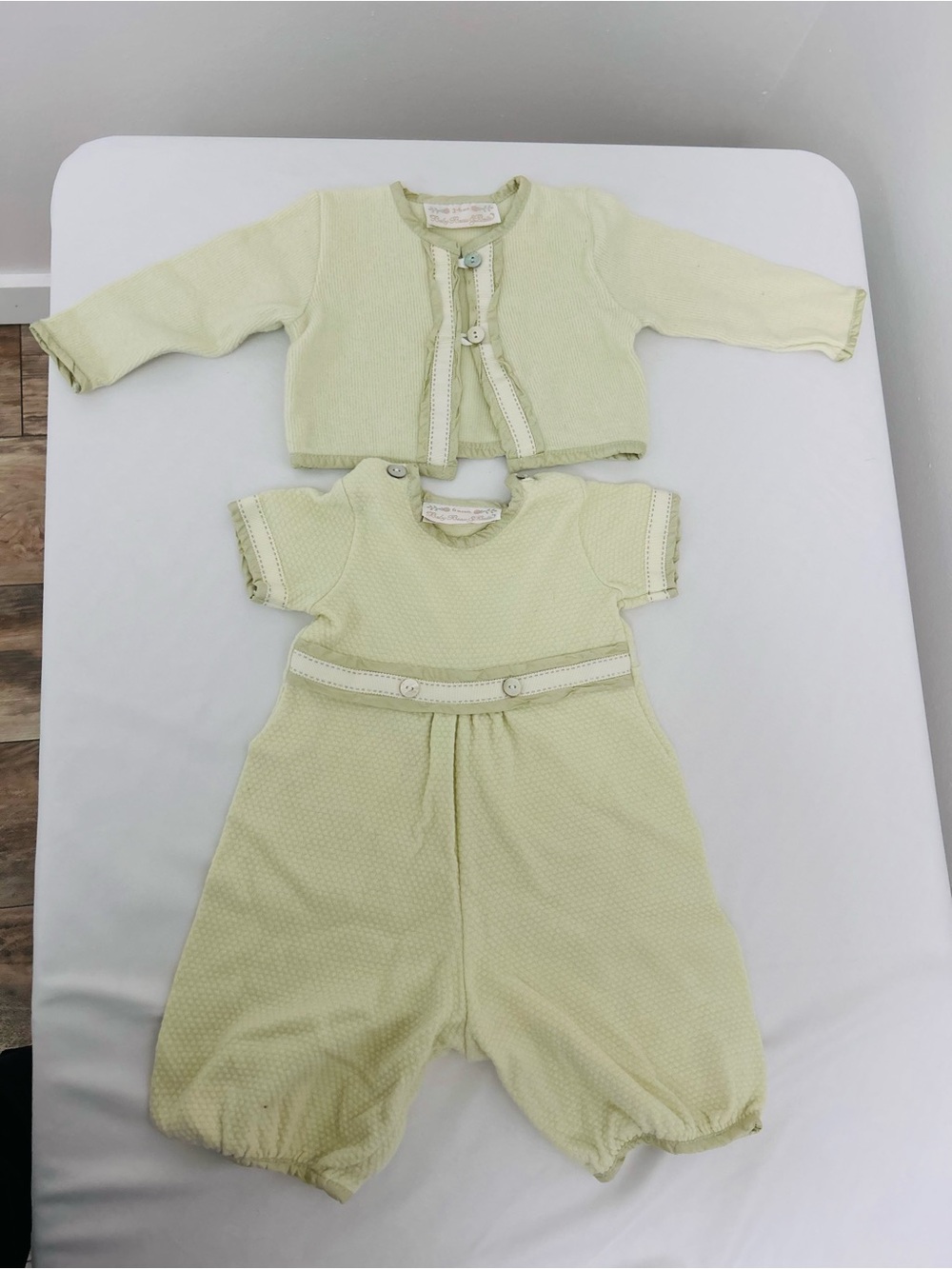Baby Beau & Belle Elegant Infant Wear Short Sleeve Romper W/ Sweater, 3-6 Month